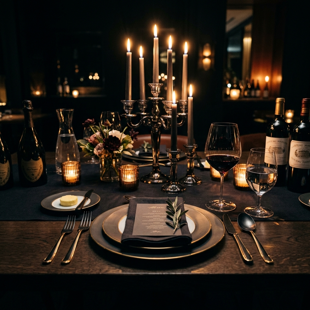 Table de dîner gastronomique de luxe